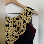Vintage 90’s Jessica McClintock Gunne Sax Red Velvet Gold Lace Neck Dress 3/4 Size undefined Photo 8