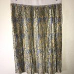 LuLaRoe Pleated Skirt Jill Paisley Yellow & Blue Sz 2X NWT Elastic Waist Office Photo 0