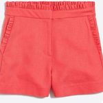 J.Crew Factory Linen Blend Ruffle Trim Shorts | Coral Pink | 6 Photo 0