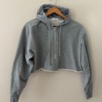 Garage  cropped half zip hoodie copying blend long sleeves gray size S Photo 0