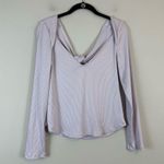 Anthropologie  | Lilac Twist Cut Out Long Sleeve Ribbed Top Size Medium Photo 6