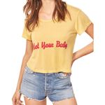 Reformation T Shirt Crop Top Yellow Graphic Tee Photo 1