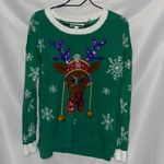 CELEBRATE TOGETHER SIZE SMALL FUNKY Festive MULTICOLOR Reindeer GREEN Sweater Photo 6
