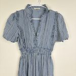 Max Studio  Plaid Gingham Smocked Maxi Dress size XS Blue Photo 1