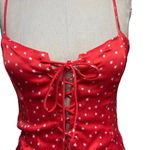 ZARA  Satin Effect Lace Up Star Bodysuit Red White Size‎ Medium Photo 1