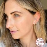 Sterling Silver 18kt Gold Plated 925 Double Handcuff Chain Earrings Photo 1