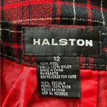 Halston Wool Red and Black Plaid Pencil Skirt Size 12 Photo 2