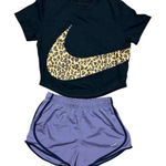 Nike Women's Leopard Print Crop Top & Shorts Set Size S Activewear Photo 0