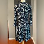 Loft Banana Republic Navy Officecore Business Abstract Print Wrap Dress Photo 3