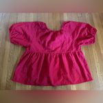 Old Navy  Cardinal Red Puff Sleeve Babydoll Peplum Top, Size M Photo 6
