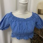 ZARA  Blue Off-Shoulder Blouse Photo 1