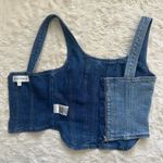 Aritzia Denim Forum The Nikki Denim Bustier Corset Top Zip Up Light Wash Sz S Photo 6