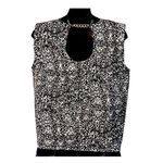 Nine West Women's Sleeveless Blouse XL Black White Abstract Gold Chain Detail Photo 5