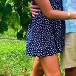 Francesca's  Navy Polka Dot Romper Photo 0