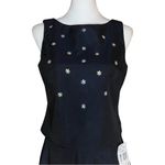 Vintage NWT 90s Y2K Navy Blue A Line Prom Dress Sequin Daisies. XS/S. Whimisgoth Photo 9