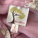 Fig & flower pink embroidered button down L Size L Photo 4