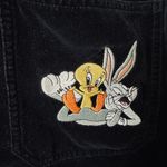 Looney Tunes Vintage Black Velvet Jumper Dress Size Small Photo 5