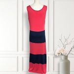 Andrea Orange & Navy Blue Maxi Tank Dress Sz XL Photo 2