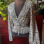 ZARA Pleated Leopard Print Wrap Blouse Photo 1