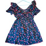 J.Crew ruffle collar floral painted daisy mini dress 6 Black Photo 2