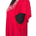Max Studio Max Studios Womens Floral Embroidered Red Shift Dress Pockets Boho Plus Size 3X Photo 2