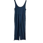 Faherty  Terra Blue Scoop Neck Sleeveless Straight Leg Organic Cotton Jumpsuit L Photo 9