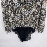 Free People Intimately  Bodysuit Medium Black Floral Lace Ruffle Whimsigoth Bells Photo 11