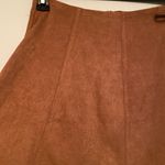 She & Sky Brown Faux Suede Wrap Gored Skirt With Side Tie Photo 1