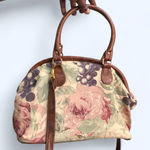 Cottagecore Coastal Grandma Floral Tapestry 90s Shoulder Hand bag Purse Crossbody leather straps gold details #granola #coquette #western #indie Measurement in pics Multiple Photo 0