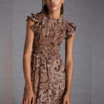 Anthropologie Moon River Smocked midi dress paisley ruffles embroidered tiered Photo 6