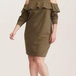 Torrid  Olive Green Ruffled Knit Cold Shoulder Sweatshirt Dress 2X Photo 0