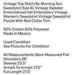 Vintage Top Stitch By Morning Sun Sweatshirt Size XL Vintage Sweater Embroidered Hat Purple Photo 1