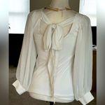Alythea  Ivory White Top Side Zip Off Shoulder Shoulder Tie Peasant Sleeve Size M Photo 2