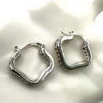 Silver tone rhinestone hoop earrings Photo 3