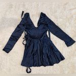 House Of CB NWOT  Dominique Crossover Strap Plunge Spruce Blue Mini Dress Size L Photo 6