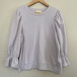Nation Ltd  Daryl Puff Sleeve Sweatshirt Womens Size Large 100% Cotton Lavender Photo 1
