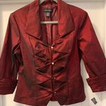 Cachet VTG Shiny Maroon / Burgundy Rhinestone Holiday Party Top / Jacket Size 14 Photo 0