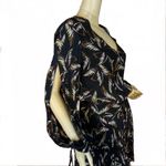 ALC Frank A.L.C. SILK “RORY” PALM LEAF PRINT BLACK & BROWN PLEATED SPLIT SLEEVE DRESS (2) Photo 8