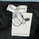 Gibson Latimer NWT  Black Velvet Silver One Shoulder Asymmetric Ruched Midi Dress Photo 4