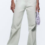 ZARA NEW  Women Blue Gray amid Rise Cargo Jeans Extra Wide Size 40‎ Photo 0