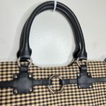 Longaberger  Homestead Checked Plaid Shoulder bag Purse tan black double handle Photo 2