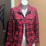 Roxy  red plaid button up collared shirt Photo 2