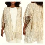 Anne Klein  sheer latte sequin embroidered layering kimono women’s L/XL Fairycore Photo 5