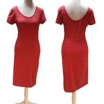 Absolutely Love It! Red with White Stripes Short Sleeve Scoop Neck Midi Dress M Size M Photo 1