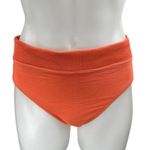 Zulu & Zephyr Women's Orange Rib Knit High Waist Swim Swimsuit Bikini Bottom 6 Photo 0