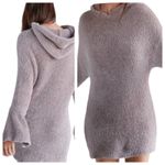 EXPRESS Taupe Teddy Hooded Plush Bell Sleeve Sweater Dress Women's Size Large Photo 12