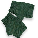 Handmade Womens Handcrafted Fingerless Glove Knit Solid Green Lightweight OS Photo 5