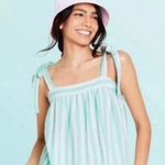 Stoney Clover Lane  Target Green White‎ Linen Blend Tie Strap Tank Top 1X Photo 0