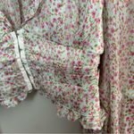 For Love & Lemons Natalie Crop Top Blouse Long Sleeve Floral Ivory Casual Pink Photo 4