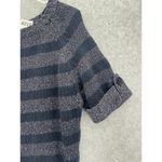 Ann Taylor  Women's Sweater Shirt Striped Blue Gray Size Small Short Sleeve Linen Photo 7